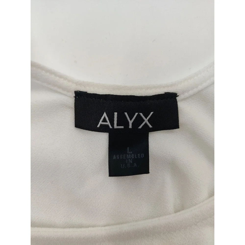 ALYX Women's Ivory Short Sleeve Crochet Fringe Hem Top‎ Size Large NWT